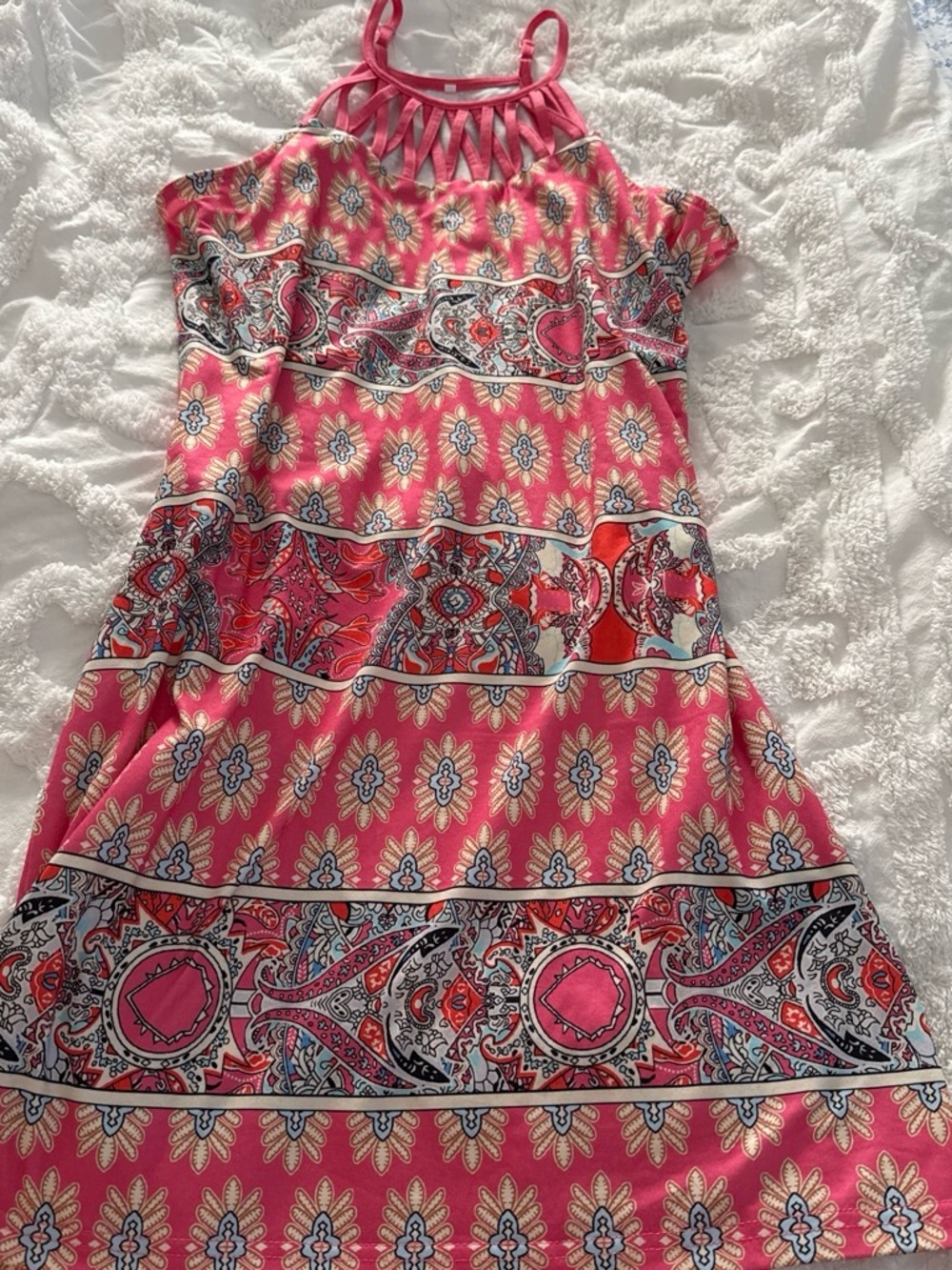 Womans hot Pink Paisley Lightweight Summer Dress adjustable straps size xl